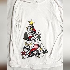 Size 18/20 Girls Justice Long Sleeve Shirt Christmas Sloth